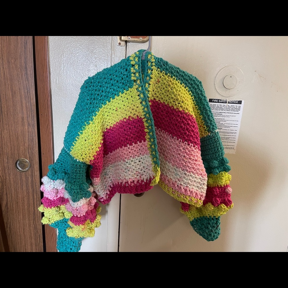Hand crocheted cropped sweater